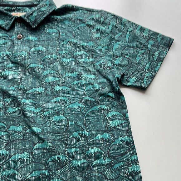 Crazy Shirts Firm Cotton Waves Hawaiian Polo Mens L - Picture 4 of 10